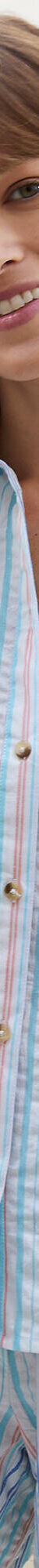 Pyjama boutonné en seersucker - col chemisier  (écru / bleu) Pyjama boutonné en seersucker - col chemisier  (écru / bleu)